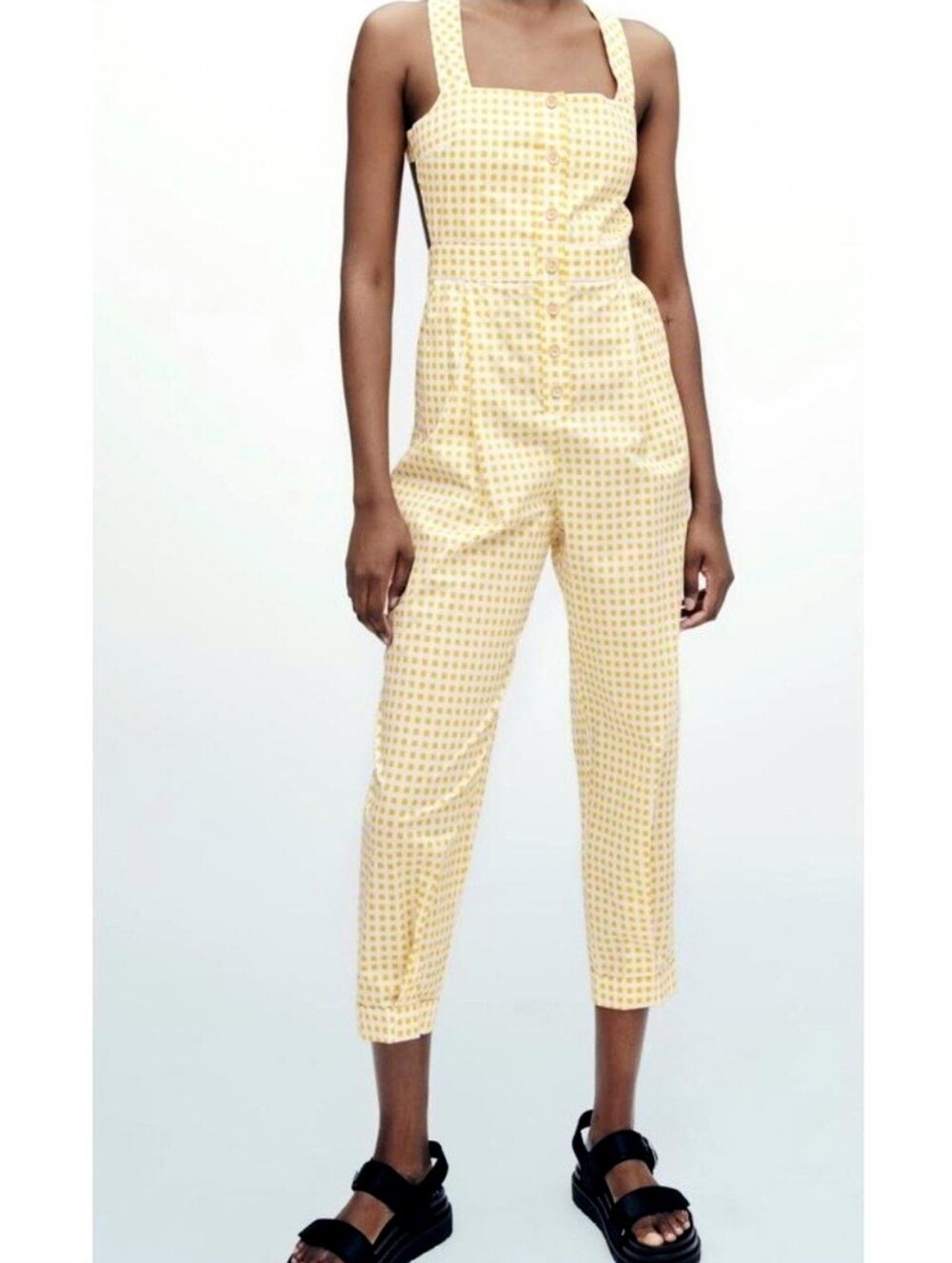 Zara Yellow Gingham Jumpsuit NWT